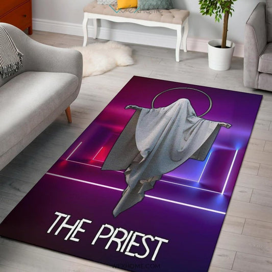 Horror Movie The Priest Ghost Against Jesus Area Rug Home Decor