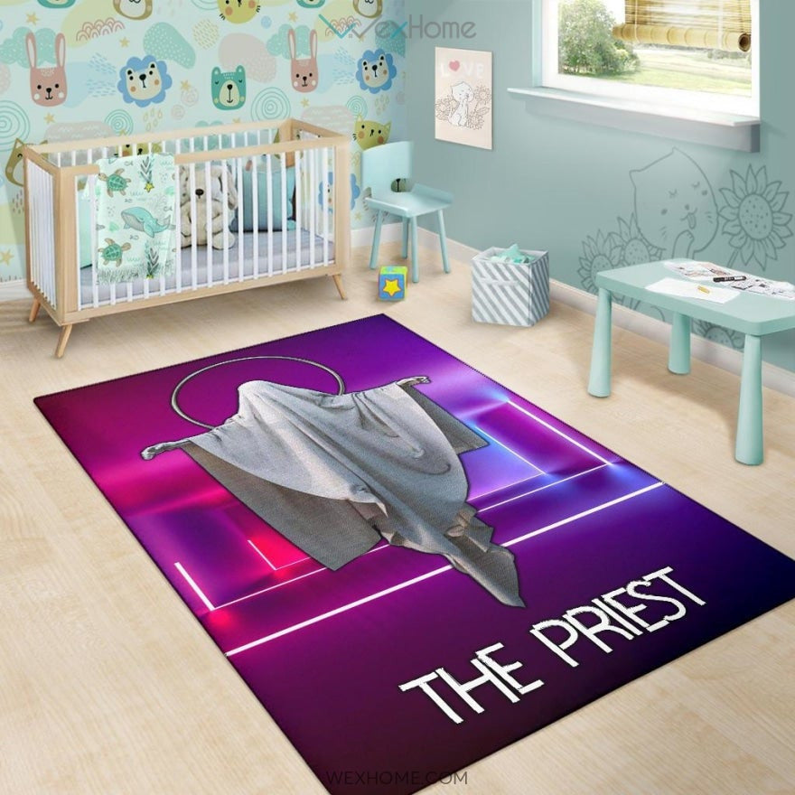 Horror Movie The Priest Ghost Against Jesus Area Rug Home Decor