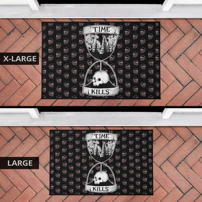 Time Kills Skeleton Head Patterns Sand Timer Door Mat Home Decor