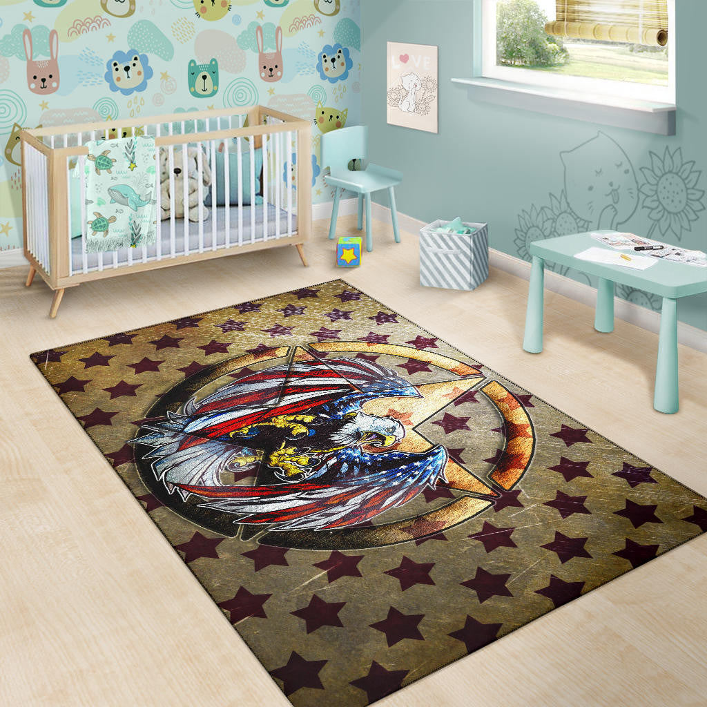 US Independence Day Flying Eagle On Metal Star Area Rug Home Decor