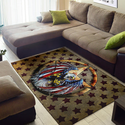 US Independence Day Flying Eagle On Metal Star Area Rug Home Decor