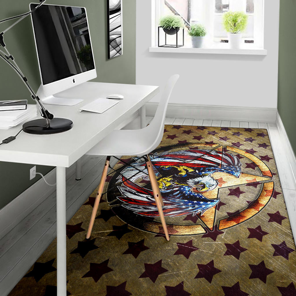 US Independence Day Flying Eagle On Metal Star Area Rug Home Decor