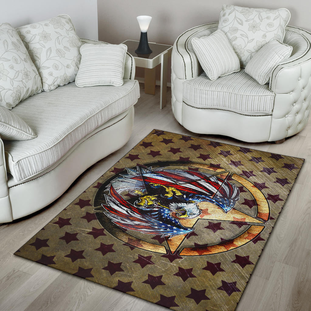 US Independence Day Flying Eagle On Metal Star Area Rug Home Decor