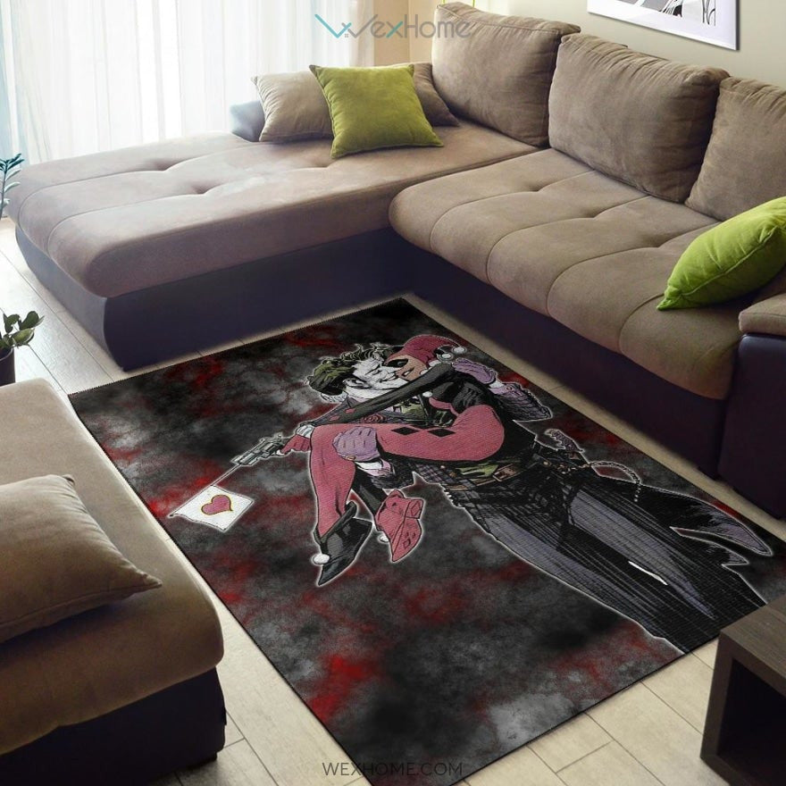 Horror Movie J & H Joker And Harley Quinn Love In Battle Area Rug Home Decor
