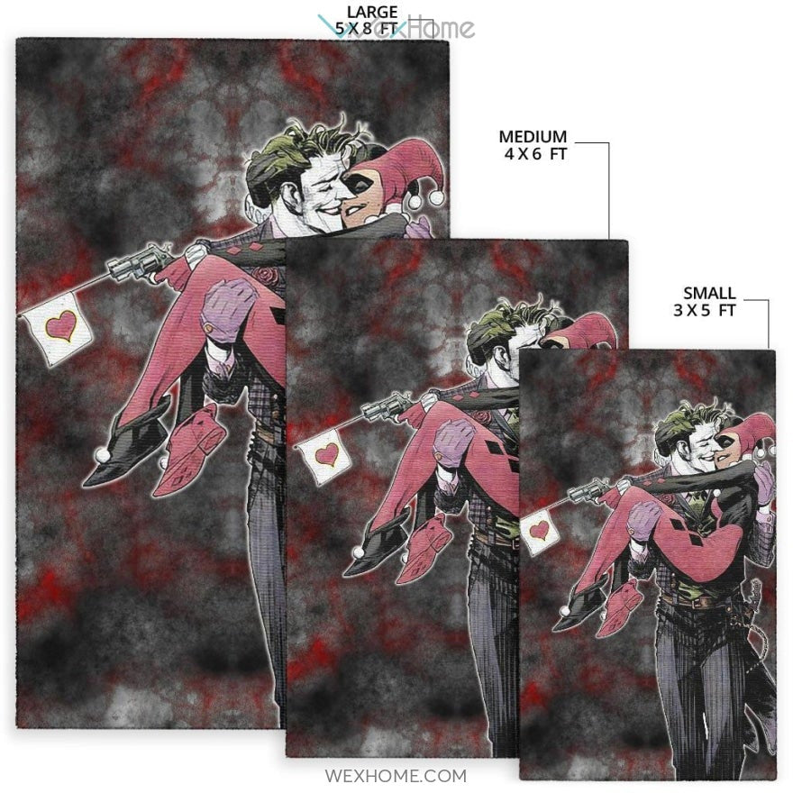 Horror Movie J & H Joker And Harley Quinn Love In Battle Area Rug Home Decor