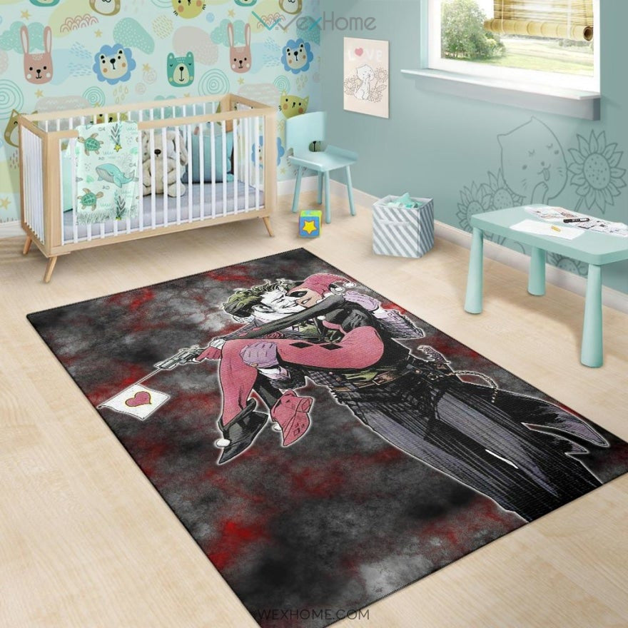 Horror Movie J & H Joker And Harley Quinn Love In Battle Area Rug Home Decor