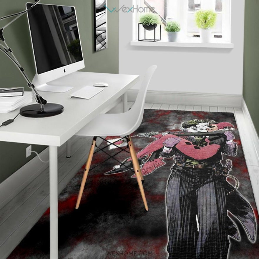 Horror Movie J & H Joker And Harley Quinn Love In Battle Area Rug Home Decor