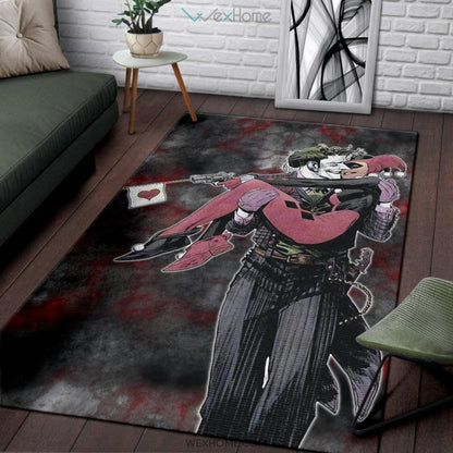 Horror Movie J & H Joker And Harley Quinn Love In Battle Area Rug Home Decor