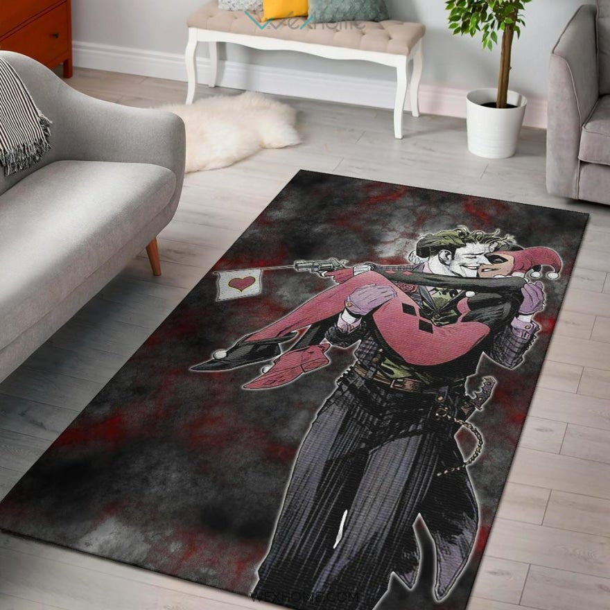 Horror Movie J & H Joker And Harley Quinn Love In Battle Area Rug Home Decor