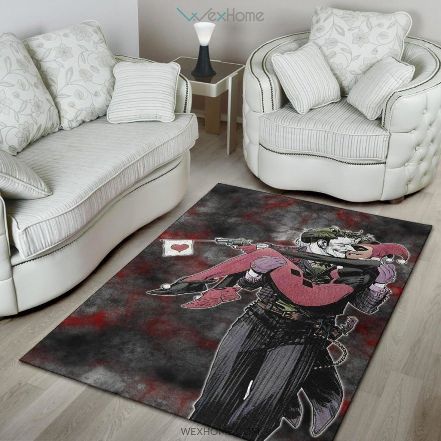 Horror Movie J & H Joker And Harley Quinn Love In Battle Area Rug Home Decor
