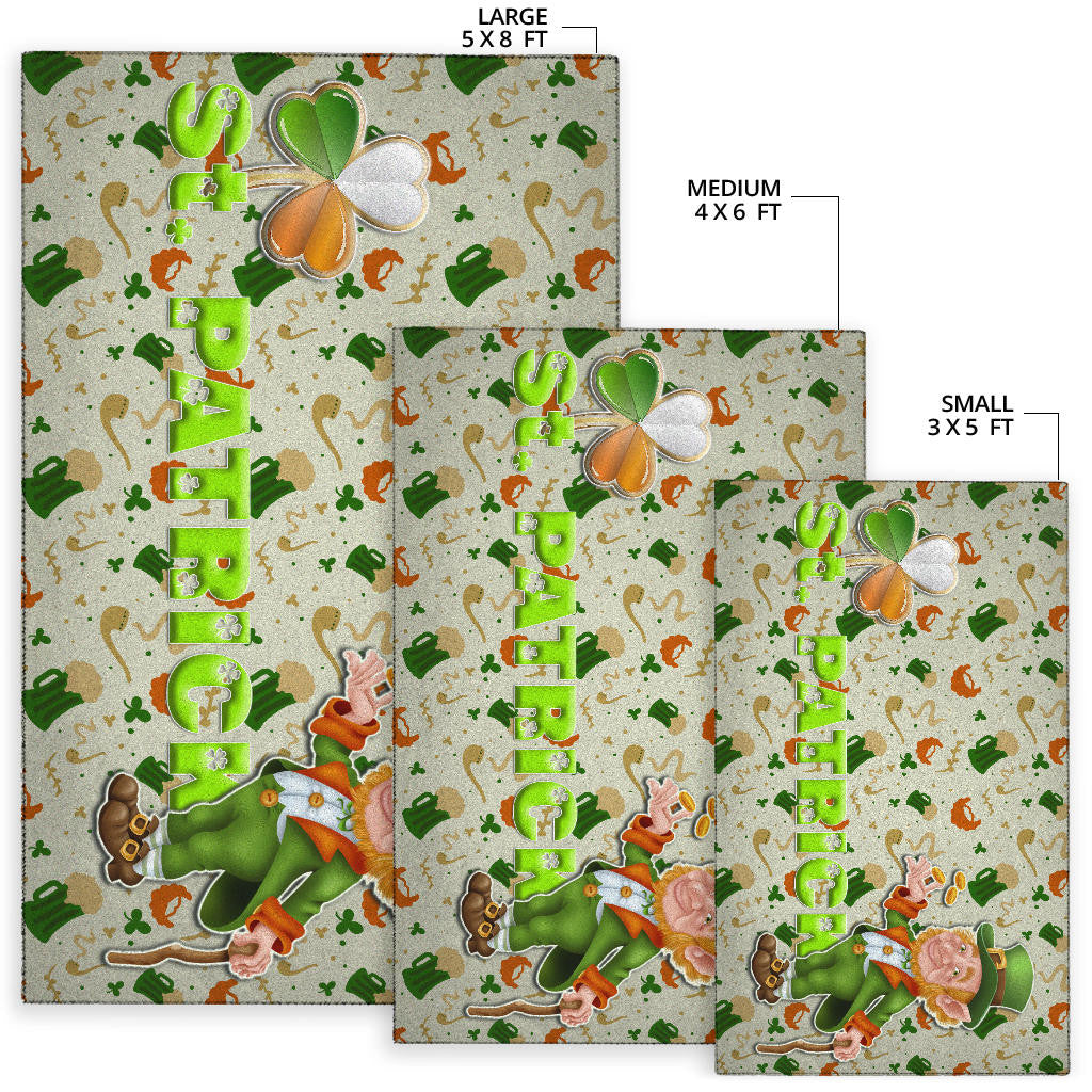 Saint Patrick's Leprechauns Artwork St. Patrick Symbols Patterns Area Rug Home Decor