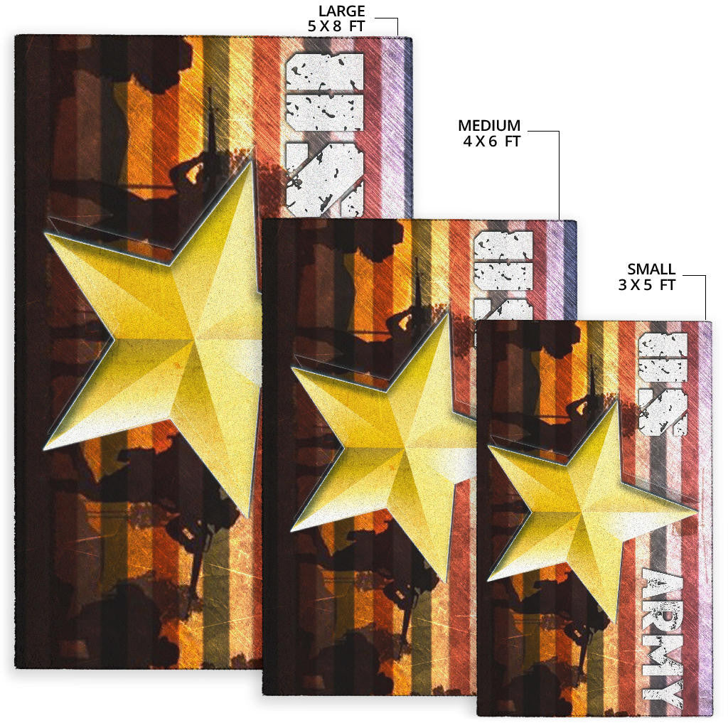 US Independence Day US Army In War Silhouette Yellow Star Area Rug Home Decor