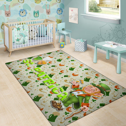 Saint Patrick's Leprechauns Artwork St. Patrick Symbols Patterns Area Rug Home Decor