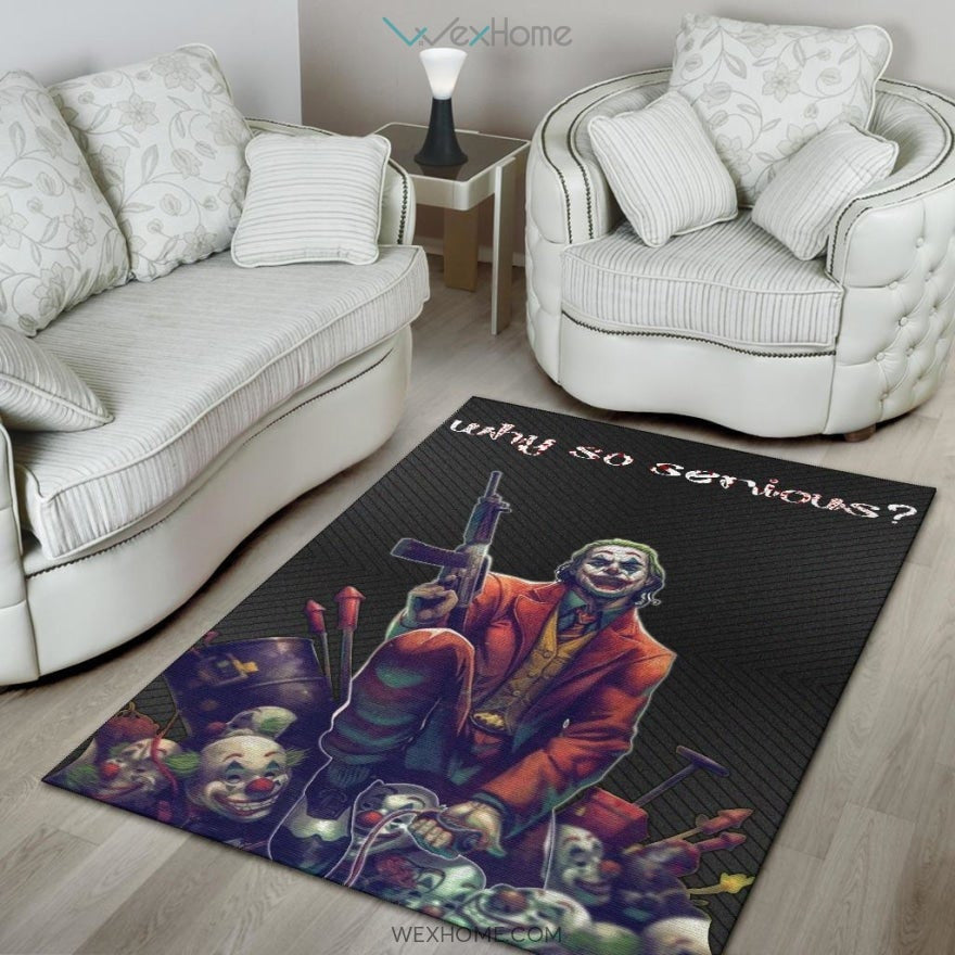 Horror Movie Why So Serious Joker Weapons On Clown Heads Area Rug Home Decor