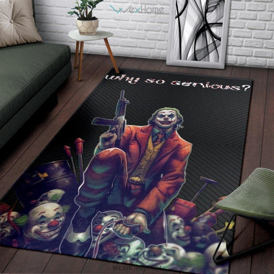 Horror Movie Why So Serious Joker Weapons On Clown Heads Area Rug Home Decor