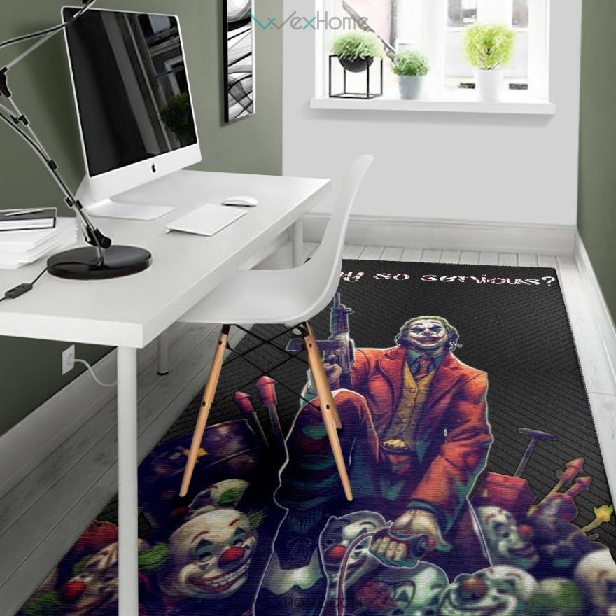 Horror Movie Why So Serious Joker Weapons On Clown Heads Area Rug Home Decor