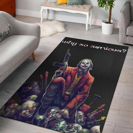 Horror Movie Why So Serious Joker Weapons On Clown Heads Area Rug Home Decor