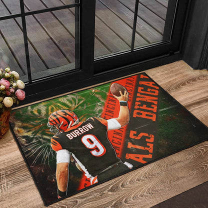 Cincinnati Bengals American Football Burrow 9 Angry Bengal Tiger Underground Door Mat Home Decor