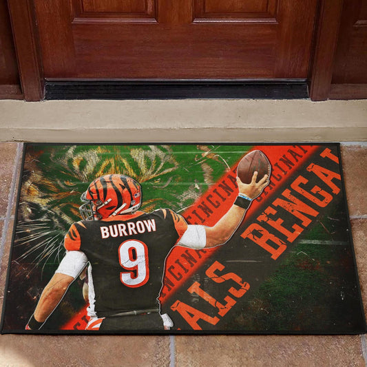 Cincinnati Bengals American Football Burrow 9 Angry Bengal Tiger Underground Door Mat Home Decor
