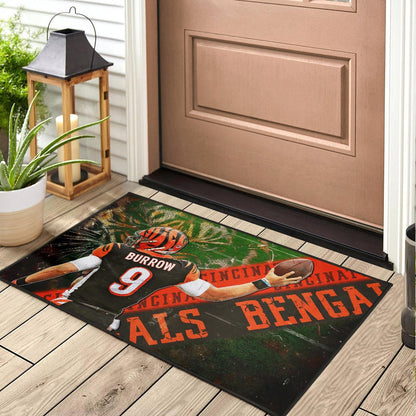 Cincinnati Bengals American Football Burrow 9 Angry Bengal Tiger Underground Door Mat Home Decor