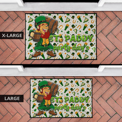 Saint Patrick's Leprechauns Drinking Beers St. Patrick Symbols Patterns Door Mat Home Decor