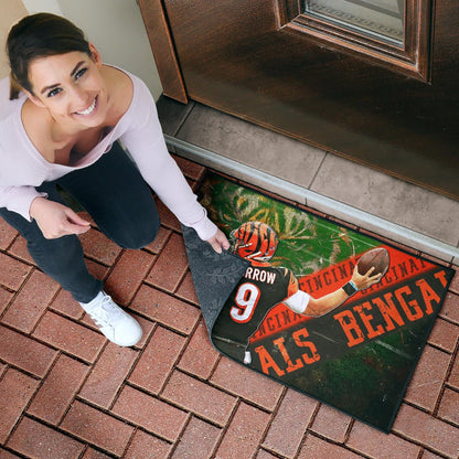 Cincinnati Bengals American Football Burrow 9 Angry Bengal Tiger Underground Door Mat Home Decor