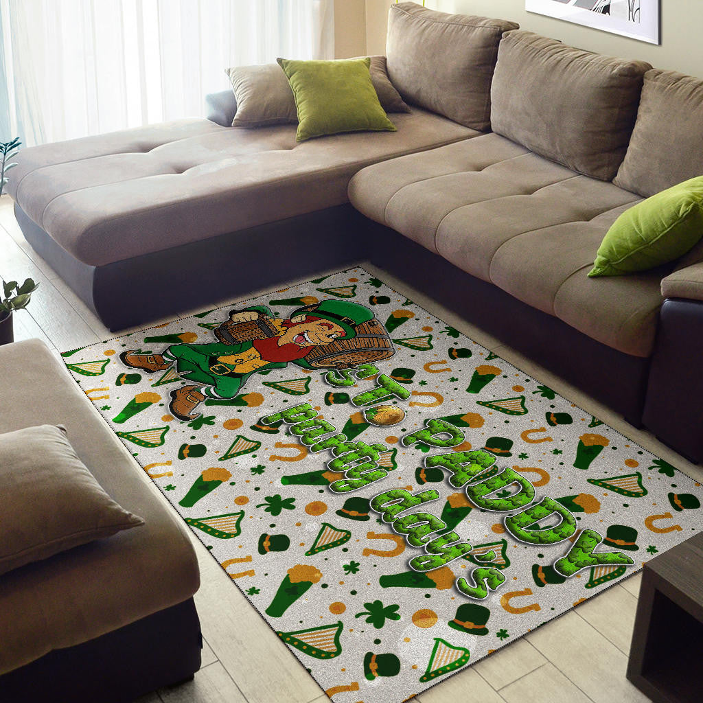 Saint Patrick's Leprechauns Drinking Beers St. Patrick Symbols Patterns Area Rug Home Decor