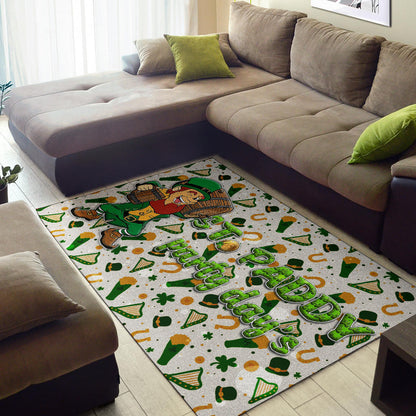 Saint Patrick's Leprechauns Drinking Beers St. Patrick Symbols Patterns Area Rug Home Decor
