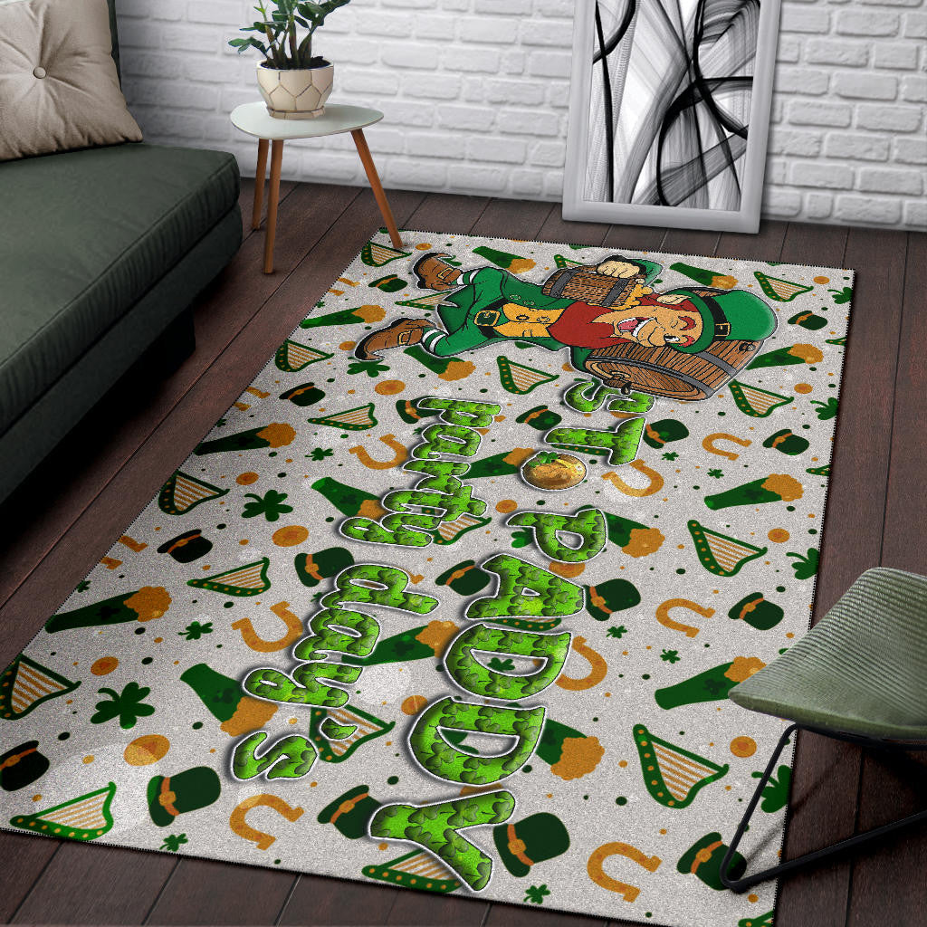 Saint Patrick's Leprechauns Drinking Beers St. Patrick Symbols Patterns Area Rug Home Decor