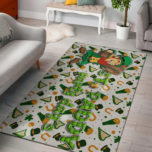 Saint Patrick's Leprechauns Drinking Beers St. Patrick Symbols Patterns Area Rug Home Decor