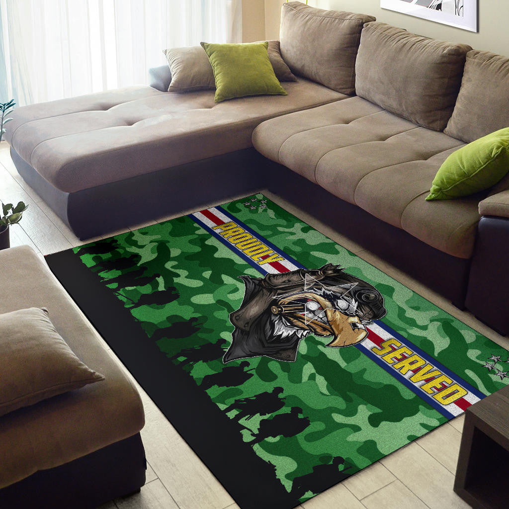 US Independence Day Proudly Served US Army Soldier Silhouette Area Rug Home Decor