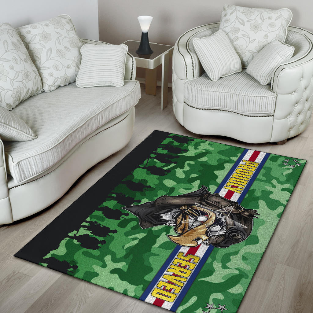 US Independence Day Proudly Served US Army Soldier Silhouette Area Rug Home Decor