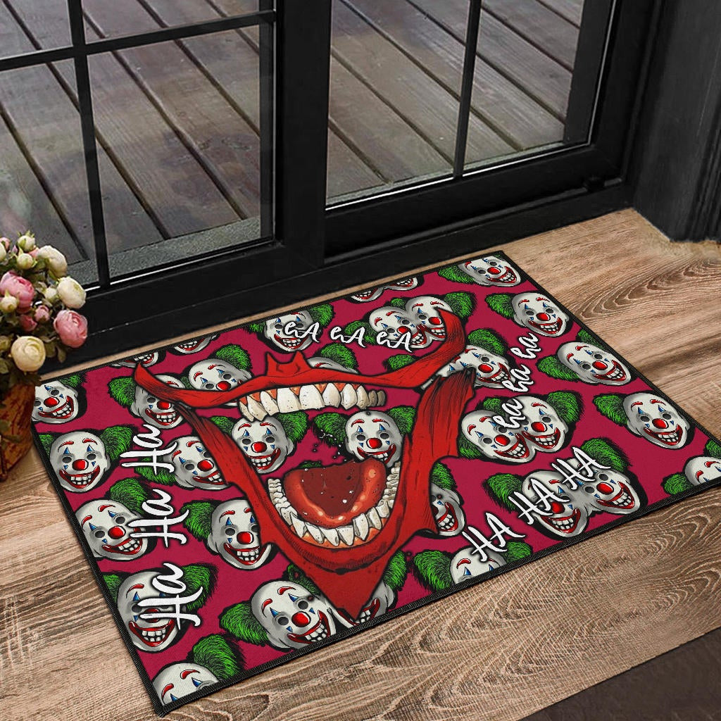 Horror Movie Joker Laughing Mouth Joker Clown Face Patterns Door Mat Home Decor