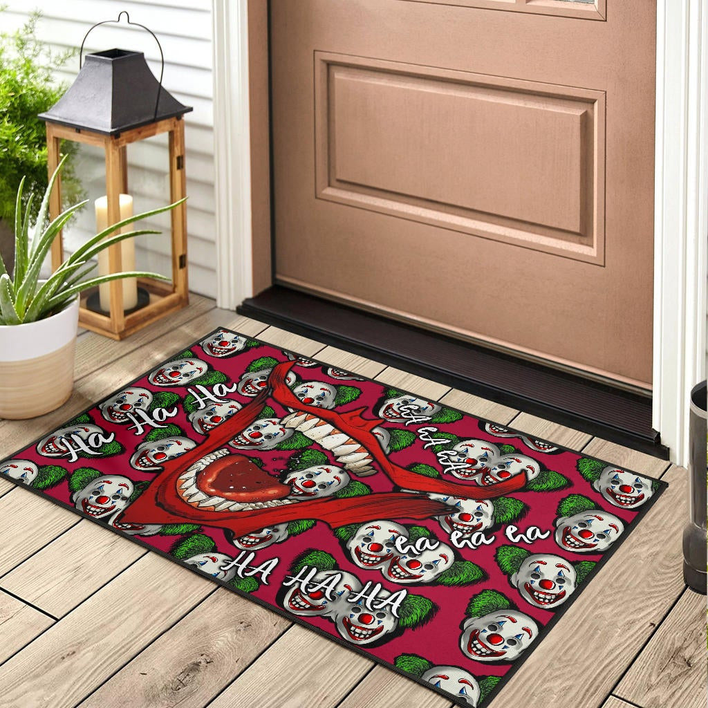 Horror Movie Joker Laughing Mouth Joker Clown Face Patterns Door Mat Home Decor
