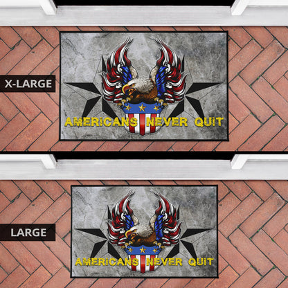 US Independence Day Americans Never Quit Eagle With Flag Door Mat Home Decor