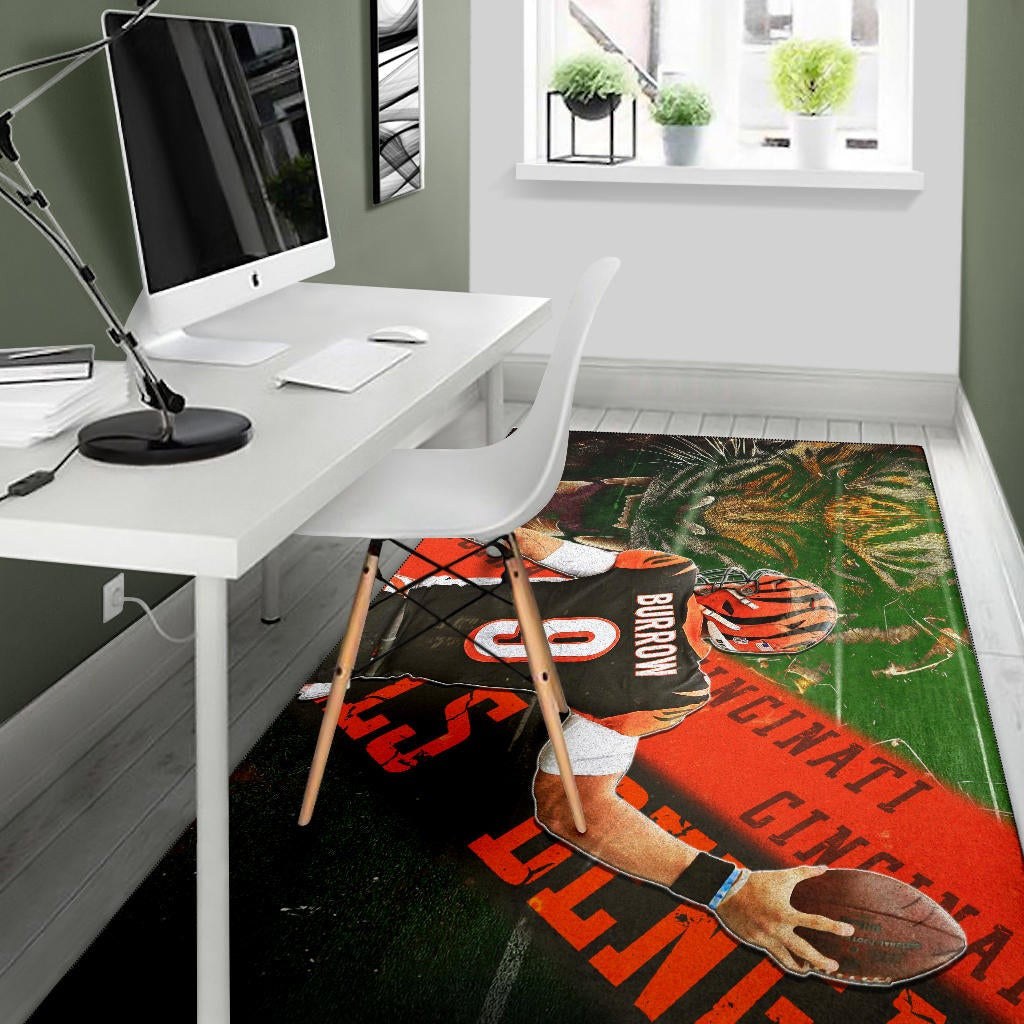 Cincinnati Bengals American Football Burrow 9 Angry Bengal Tiger Underground Area Rug Home Decor