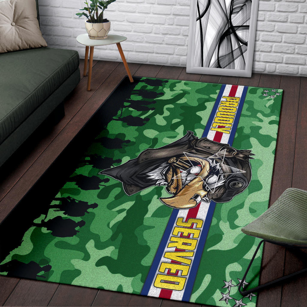 US Independence Day Proudly Served US Army Soldier Silhouette Area Rug Home Decor