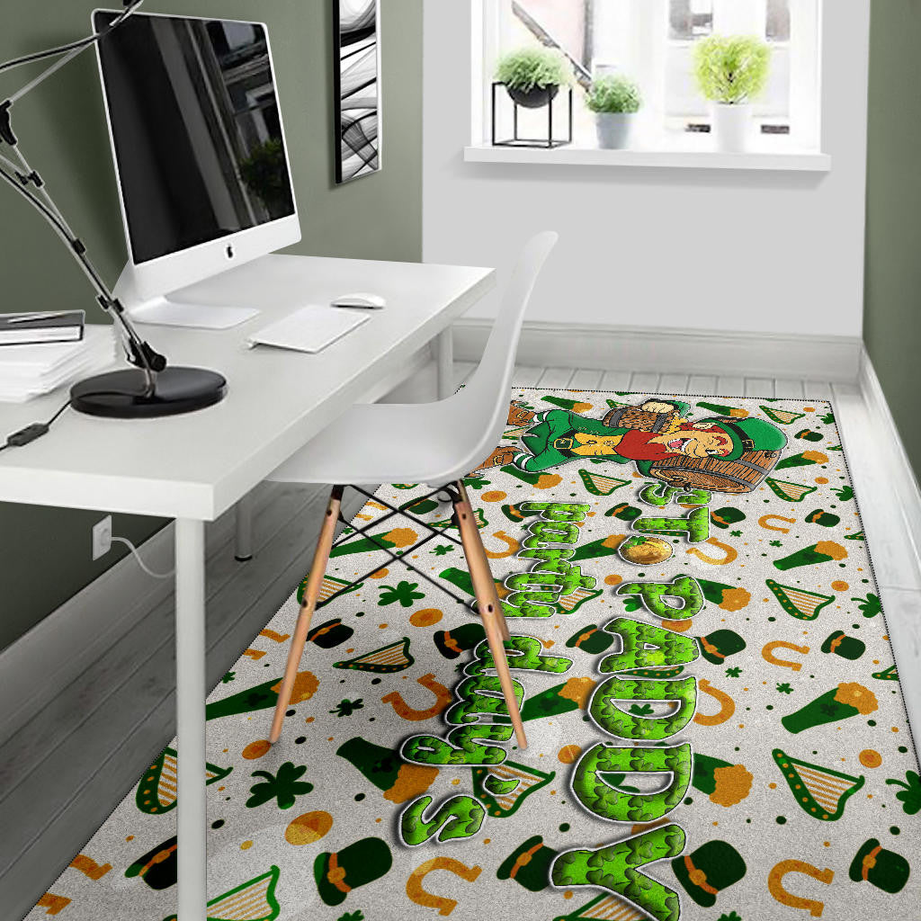 Saint Patrick's Leprechauns Drinking Beers St. Patrick Symbols Patterns Area Rug Home Decor