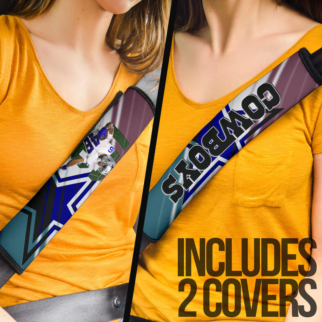 Dallas Football Cowboys American Player 46 Holding Rugby Ball Running Seat Belt Covers