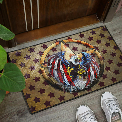 US Independence Day Flying Eagle On Metal Star Door Mat Home Decor