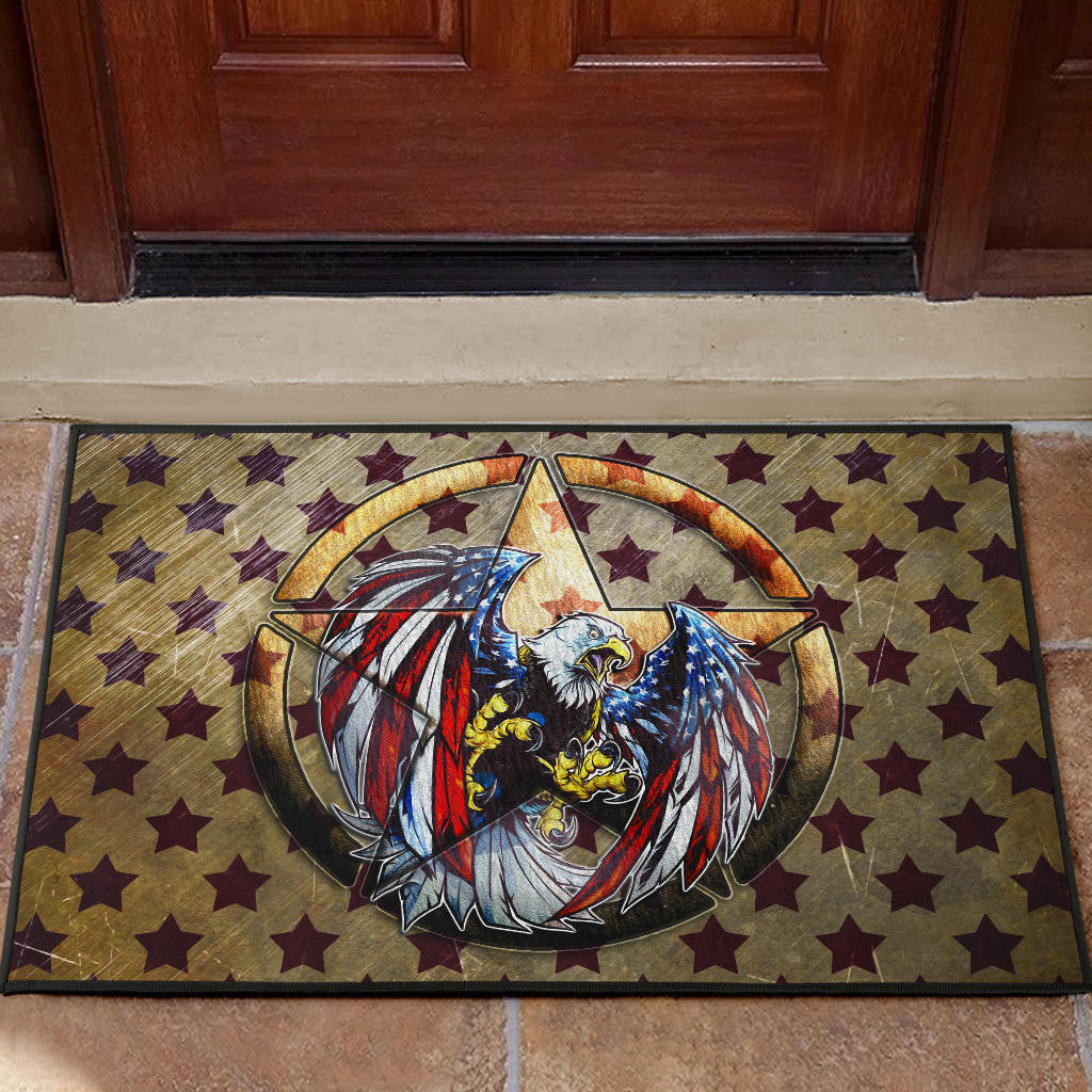 US Independence Day Flying Eagle On Metal Star Door Mat Home Decor