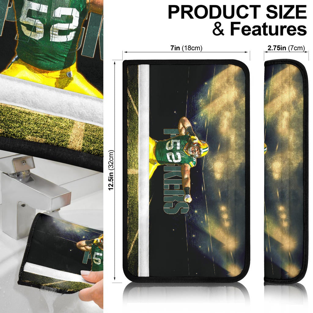 Green Bay Packers American Football Cute Clay Matthews 52 Under Flashlight Seat Belt Covers