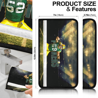 Green Bay Packers American Football Cute Clay Matthews 52 Under Flashlight Seat Belt Covers