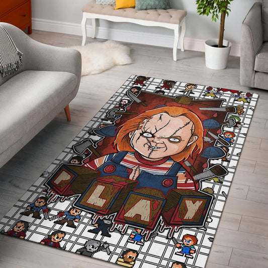 Horror Movie Chucky Wanna Play Horror Characters Game Mode Patterns Area Rug Home Decor