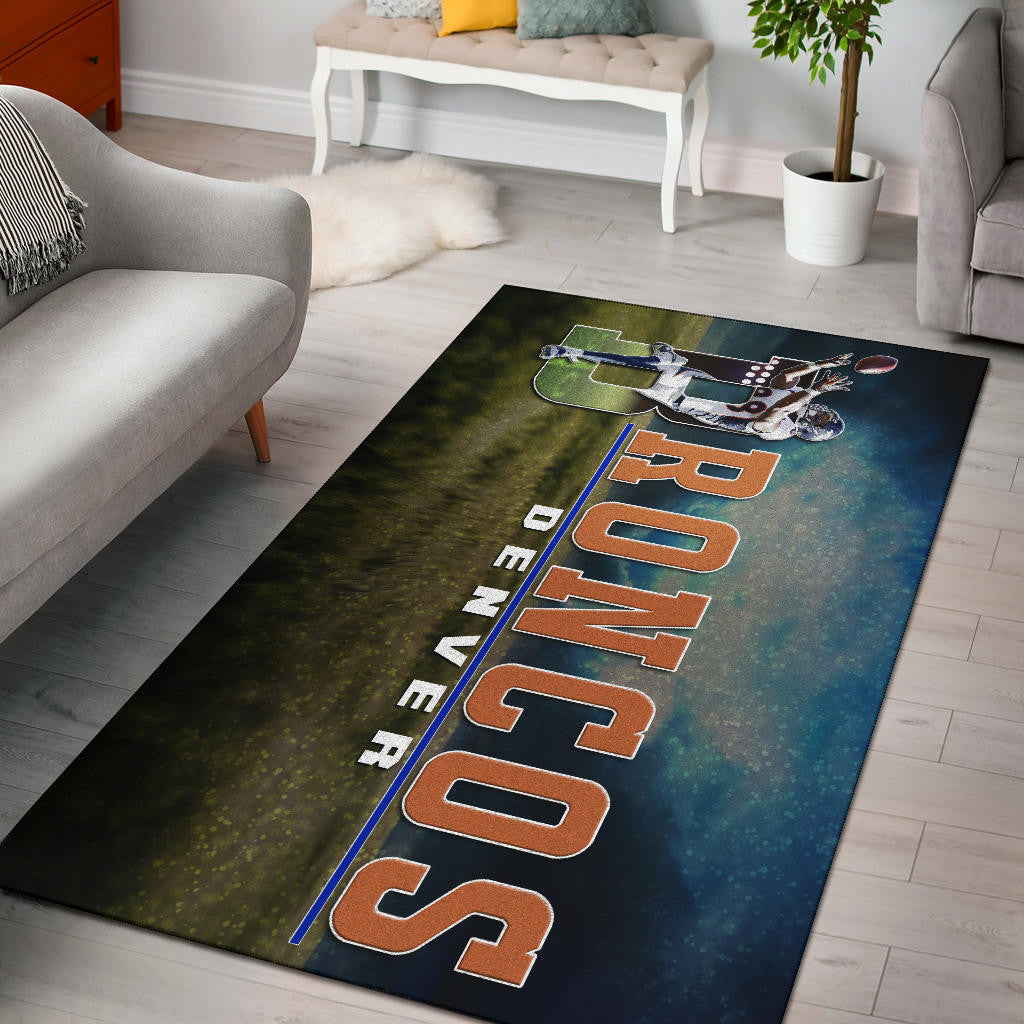 Denver American Football Broncos Demaryius 88 Catching Rugby Ball Area Rug Home Decor