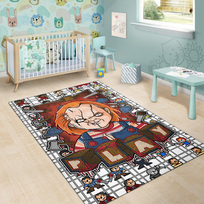 Horror Movie Chucky Wanna Play Horror Characters Game Mode Patterns Area Rug Home Decor