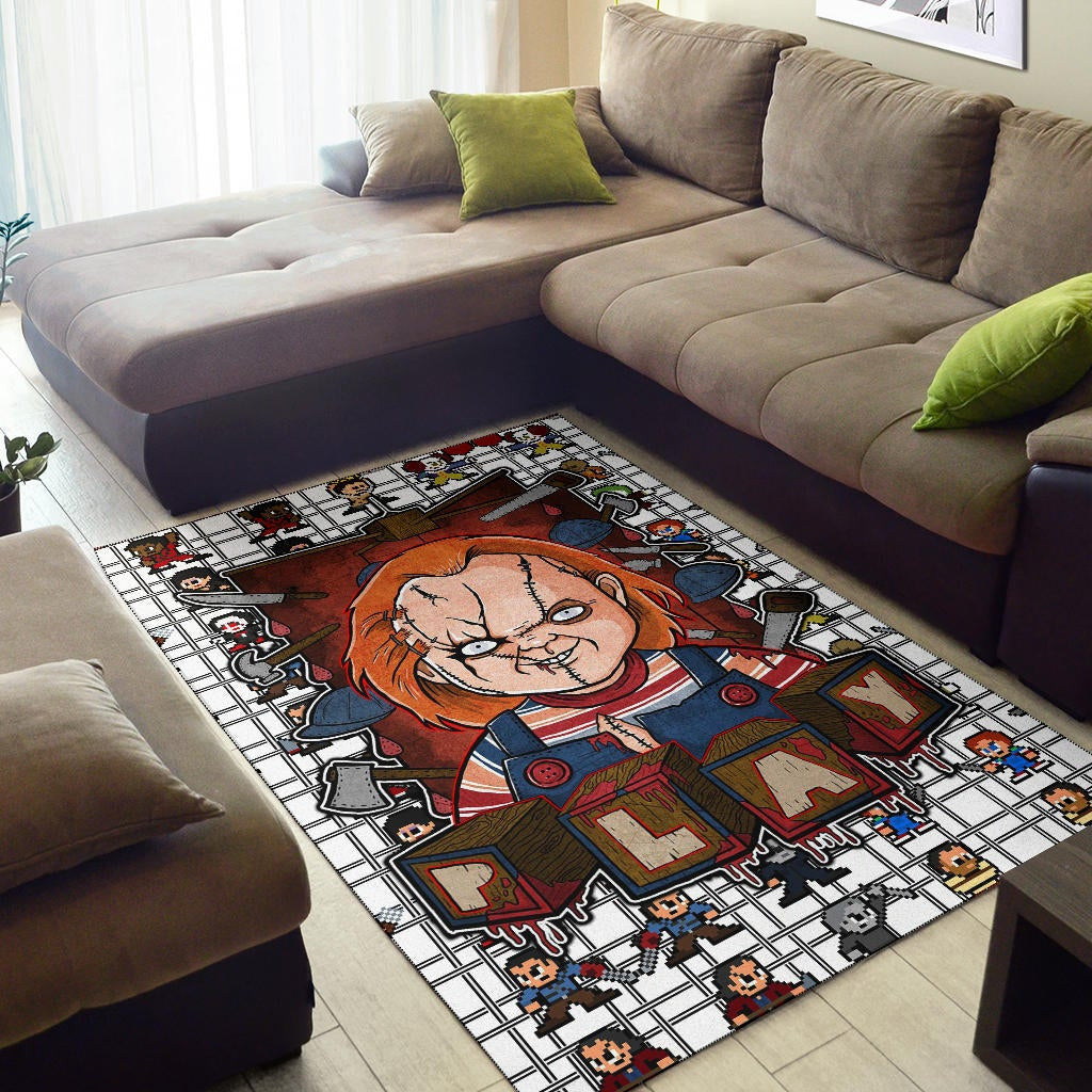 Horror Movie Chucky Wanna Play Horror Characters Game Mode Patterns Area Rug Home Decor