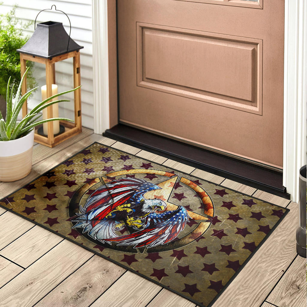 US Independence Day Flying Eagle On Metal Star Door Mat Home Decor