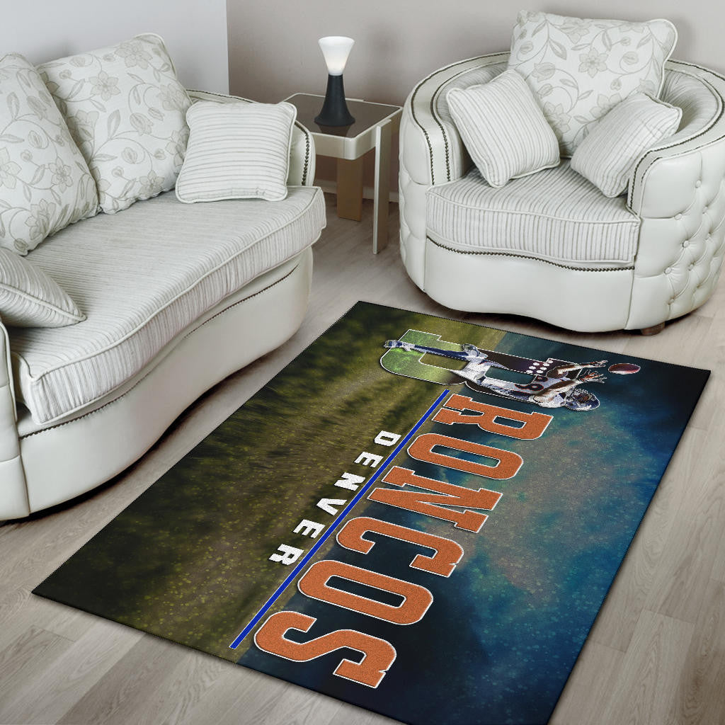 Denver American Football Broncos Demaryius 88 Catching Rugby Ball Area Rug Home Decor