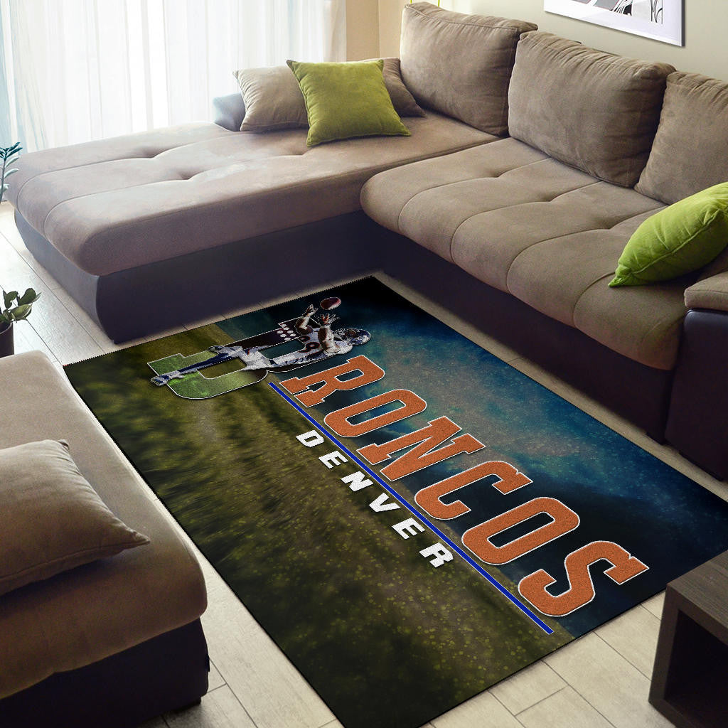 Denver American Football Broncos Demaryius 88 Catching Rugby Ball Area Rug Home Decor